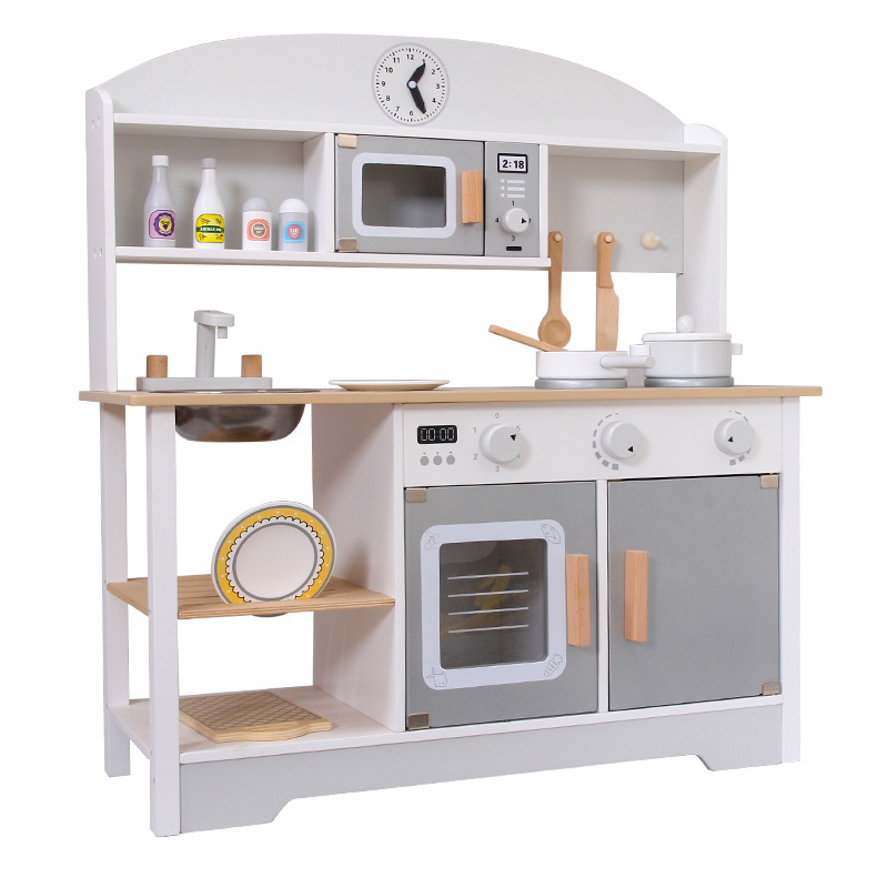 Kidzabi Wooden Kitchen Playset Toy White For Girls - W10C573