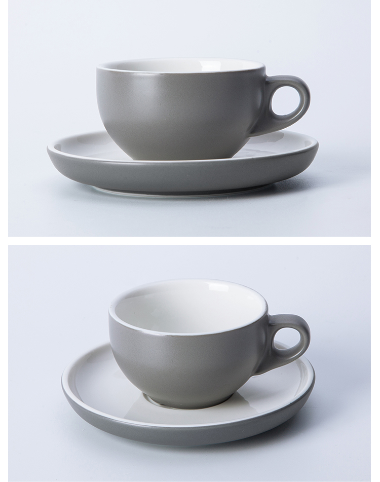 Matte Grey Coffee Cups Expresso Coffee Cup Set For Restaurant