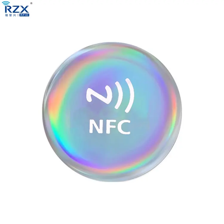 RFID NFC Contactless Smart Epoxy Tag Round Business Tag On Phone Back