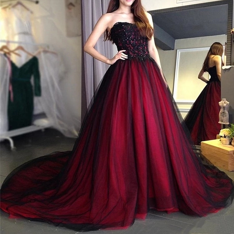 red and black gown