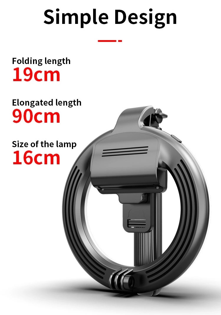 Bâton de selfie extensible bague lumière L07 dans trépied Avec 5 pouces anneau lumière télécommande sans fil Selfie bâton