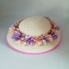 Cheap Fashion girls cute 100% PAPERSTRAW handmade flower STRAW HAT with hairclip