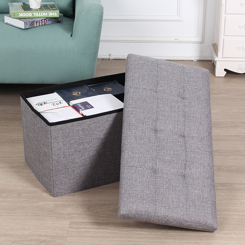 pouf ottoman 76*38*38 linen fabric foldable stool many colors available