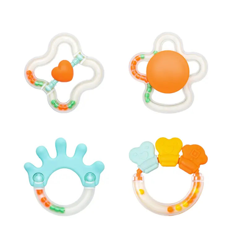 Alilo C6 Month Baby Rattles Set 8 Pcs Gum Massager Safety Material For Teething Pain Relief Baby Teethers Silicone Baby Teether
