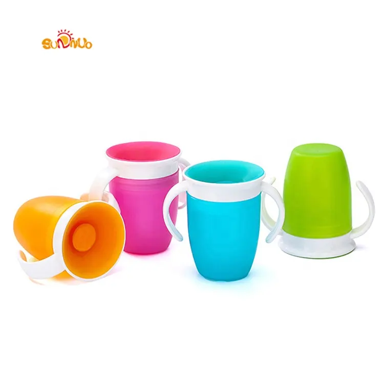 Baby 360 Degree Drinking Cup with Handle Liquid Silicone Water Cup for Babies Infants