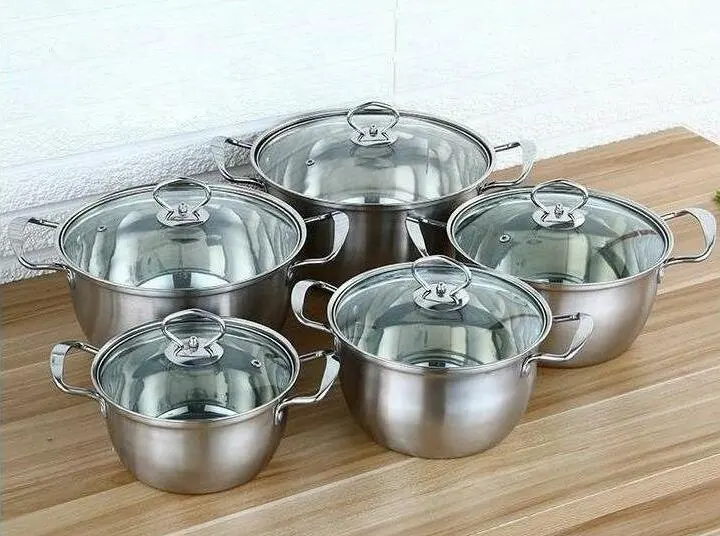 Best Selling 201 Stainless Steel Double Bottom Casserole Pot Steel Ear Milk Boiling Pot With Single Double Handle