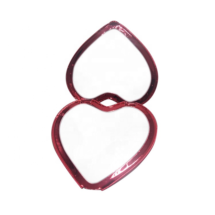 Customizable Logo Portable Passionate Red Heart-shaped Mini Pocket Makeup Mirror