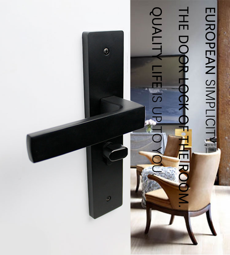 Factory Wholesale Mortise Door Lever  Black Handle On Plate