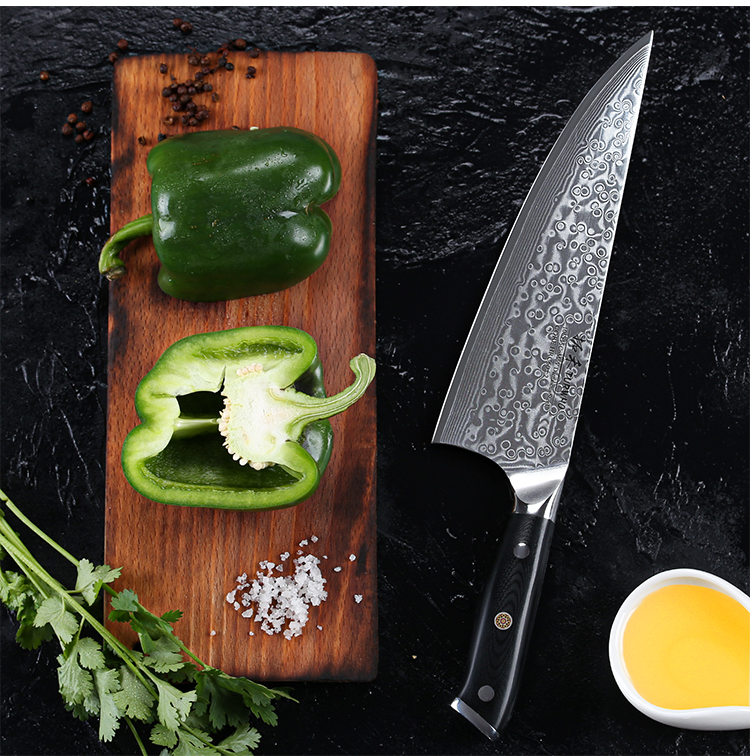 Professional  9" Damascus Kitchen Chef Knife with G10 Handle