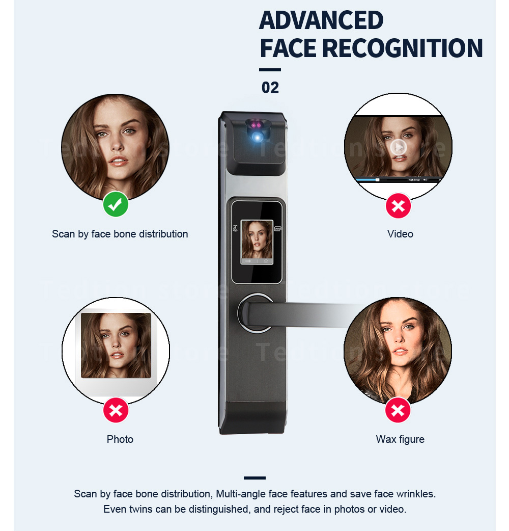 Security Intelligent Push Pull Digital Smart Face Lock with Eye Camera Scanner