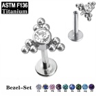 2019 The Latest Design G23 Titanium Internally Threaded 3 Tri-bead Clusters with Bezel CZ Gem Top