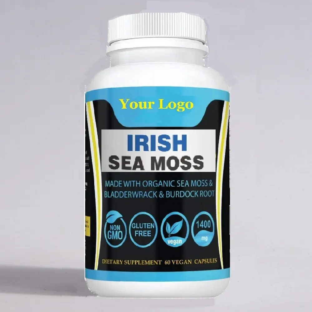 High Quality Organic Irish Sea Moss Vegan Capsules With Burdock Root Bladderwrack For Skin Health