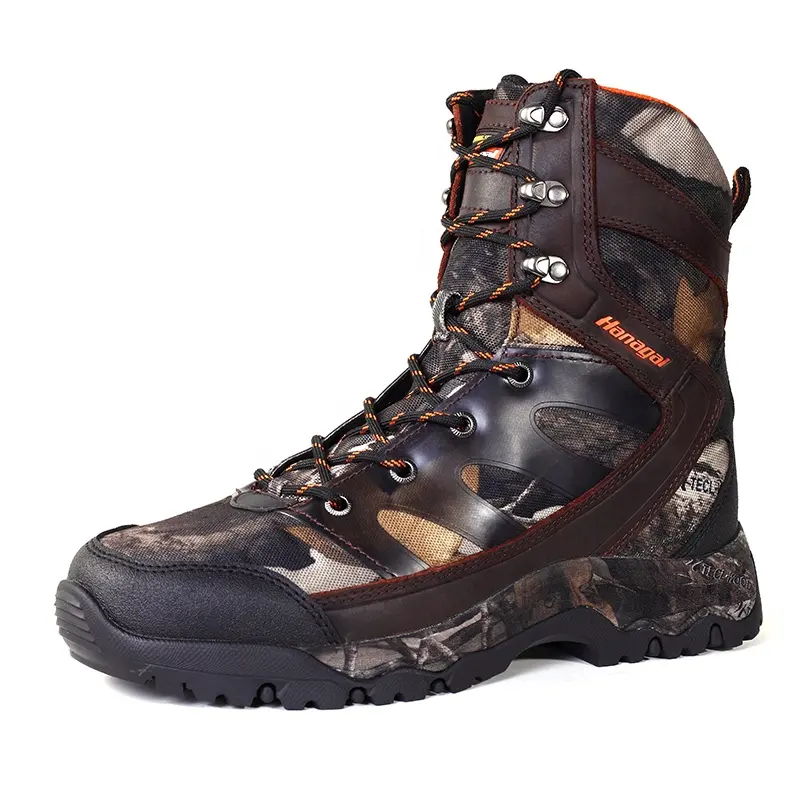Complete winter waterproof hydroguard camo full grain leather 8 inches men's hunting boots outdoor survival hunting boots