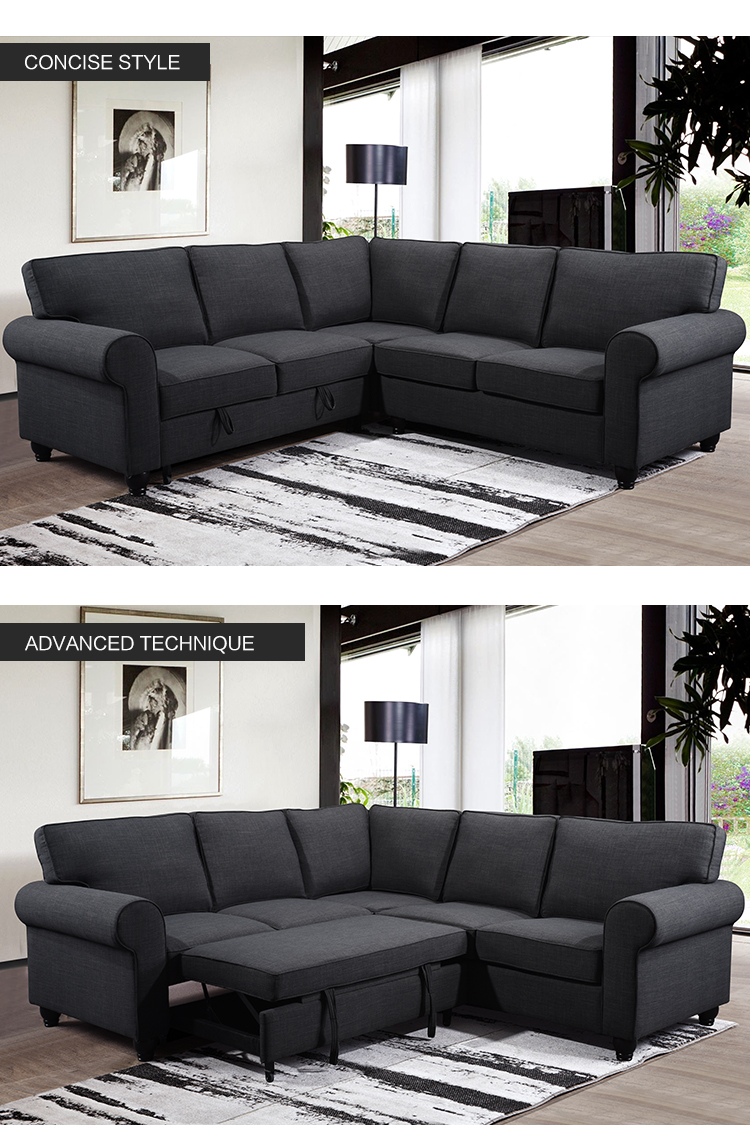 fabric l shape sofa cum bed high quality corner sofa bed factory wholesale