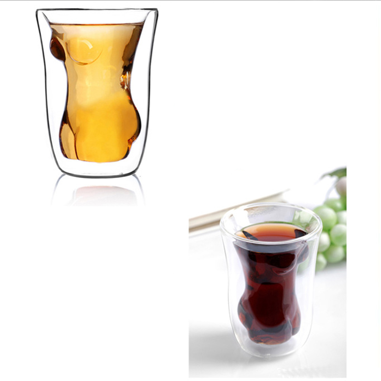 Creative Clear Double Wall Glass Wine Beer Whisky Cocktail Cup Bar Shot Glasses