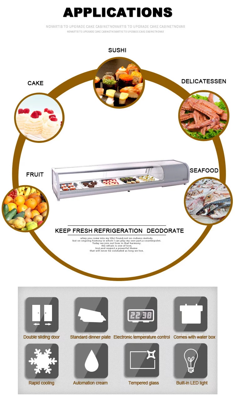 1200mm sushi showcase 42L sushi food display fridge CE certificate approved sushi display case
