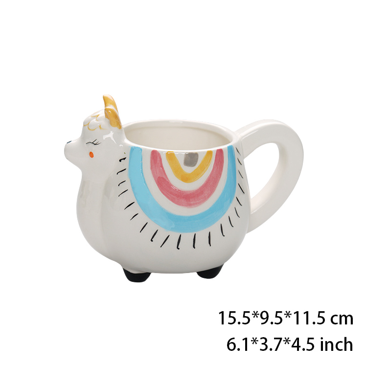 Hot Selling Good Quality OEM White Ceramic Dolomite Coffee Mug Milk Cup With Alpaca Shape