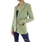 New Fashion Spring Women Lady Blazer Knit Fabric Green Business Coat