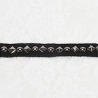Black polyester cotton herringbone webbing tape with metal beaded studded
