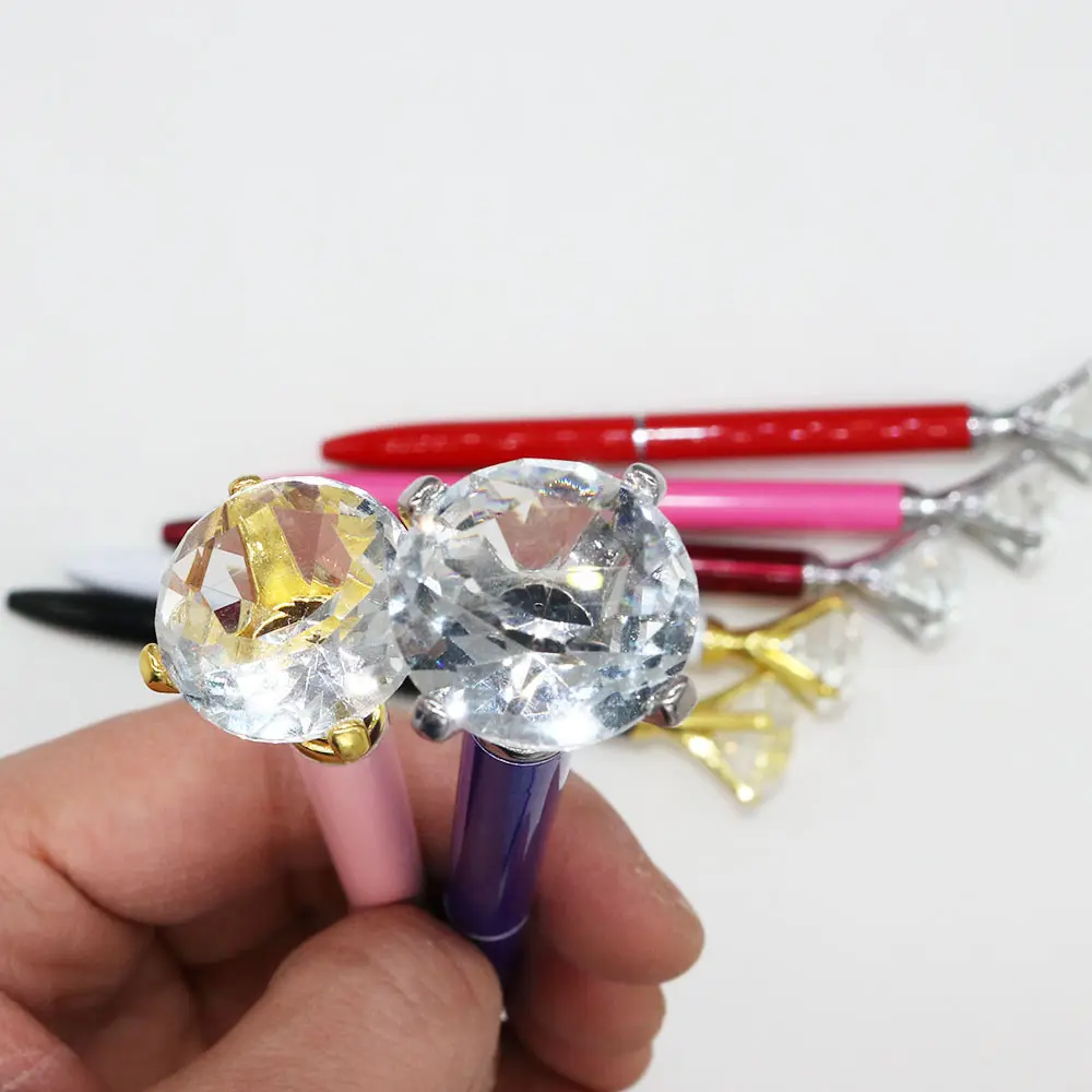 Metal Ball Pen Custom Logo Multi Color Rose Gold Promotion Crystal Big Top Diamond Metal Ball Pen For Gift