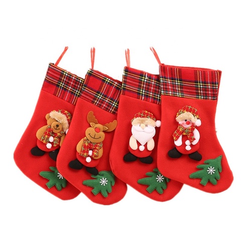 size santa claus cartoon kids candy gift socks christmas tree