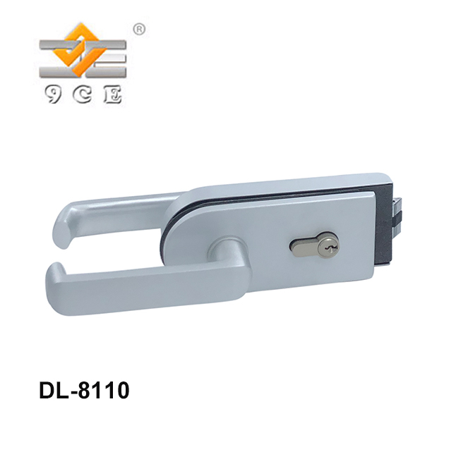 Office Aluminium Anodised Frameless Glass Door Lock Latches With Lever Handles