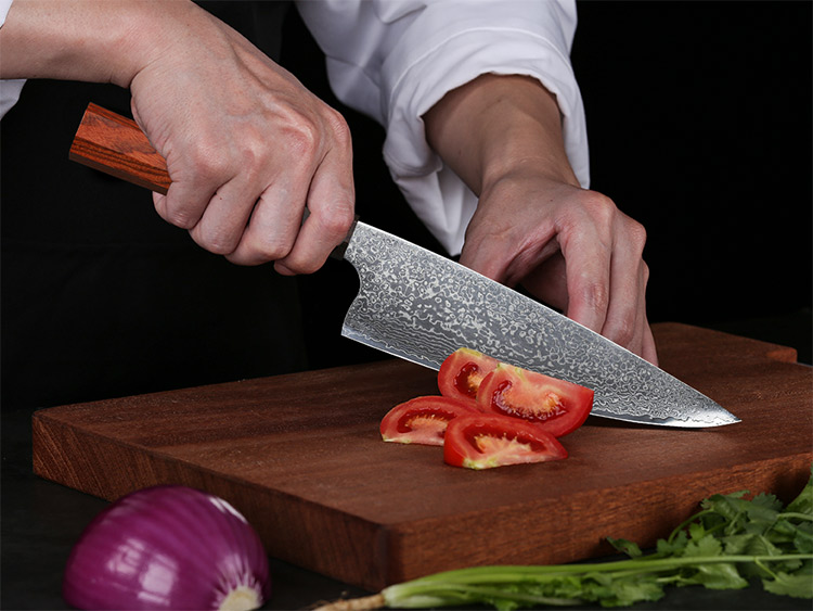 High Carbon Damascus Chef Knife with Rosewood Handle