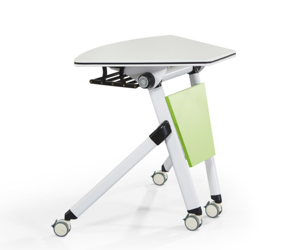 Smart classroom trapzoid desk with steel book basket mobile free combined round group 6-unit chat table