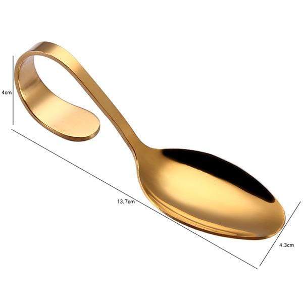 Colorful Rose Gold Stainless Steel Curved Handle Spoon Serving Buffet Salad Flatware Set