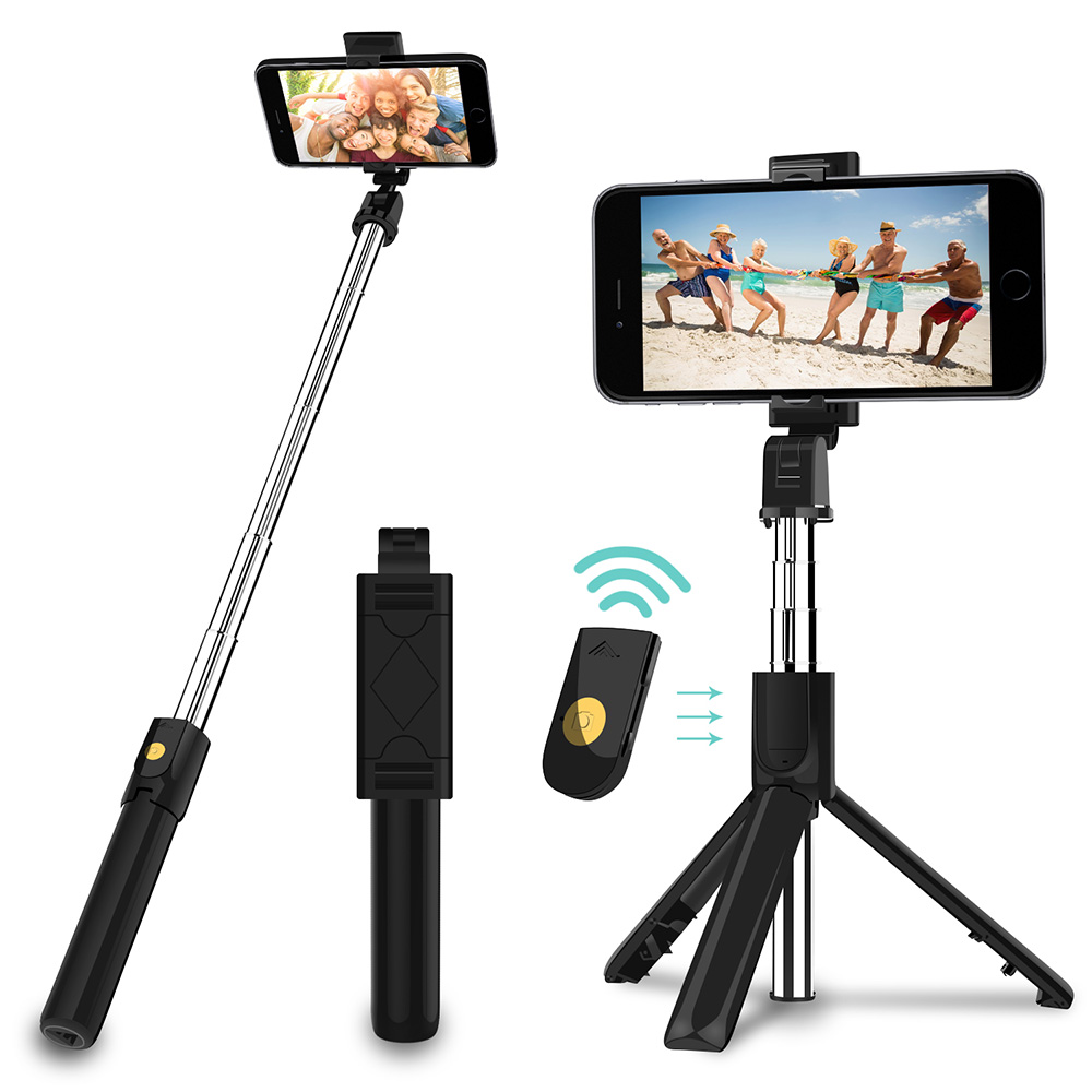 Compact Lightweight Outdoor Portable Selfie Video Video Shooting Floor Tripod 2.1 Meters Black