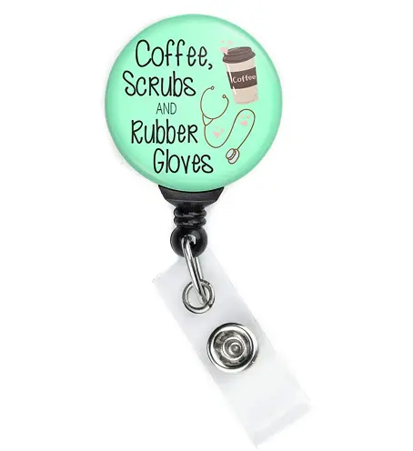 Amazon new coffee scrubs id wallet porte badge tag nurses 36 inch cord swing clip retractable badge reel