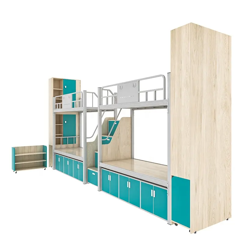 Hui Hong Hot Sale Apartment Dormitory Double Student Bunk Beds With Desk And Cabinet