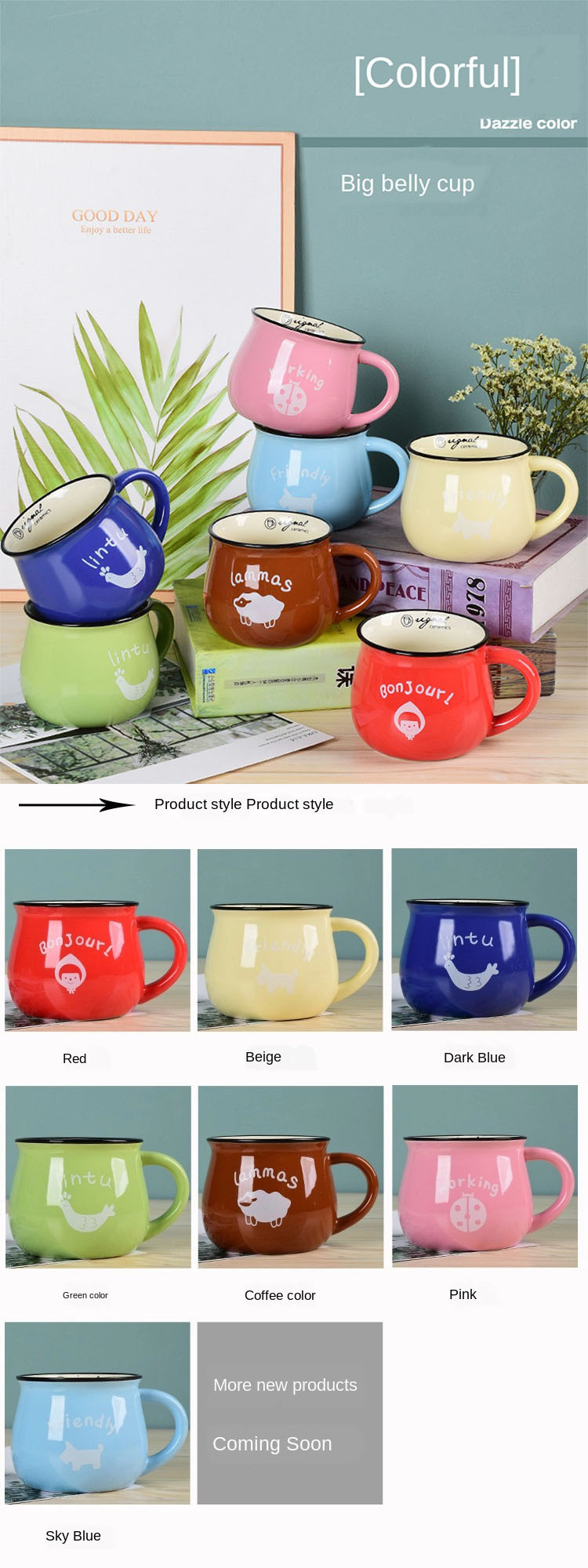 Wholesale  Ceramic Coffee Mug Drinkware Colorful Milk Water Cup For Home Office Party