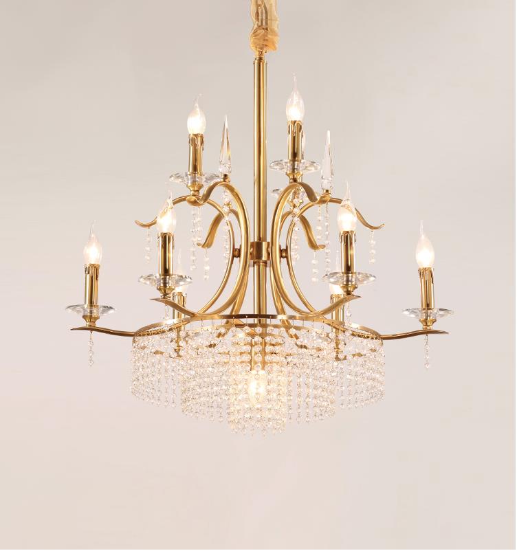 tree branch copper chandeliers pendant lamp gold color K9 crystal for living room decoration