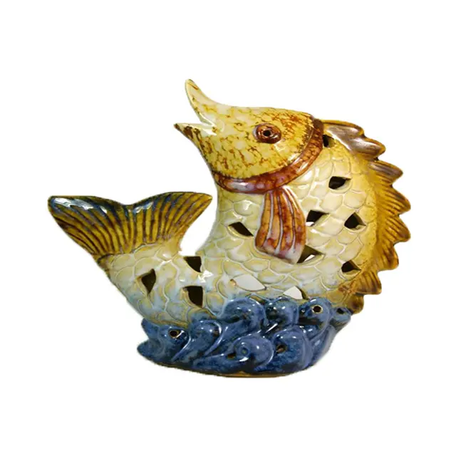 Ceramic decorative candle jar fish tealight candle holders empty candle sticker
