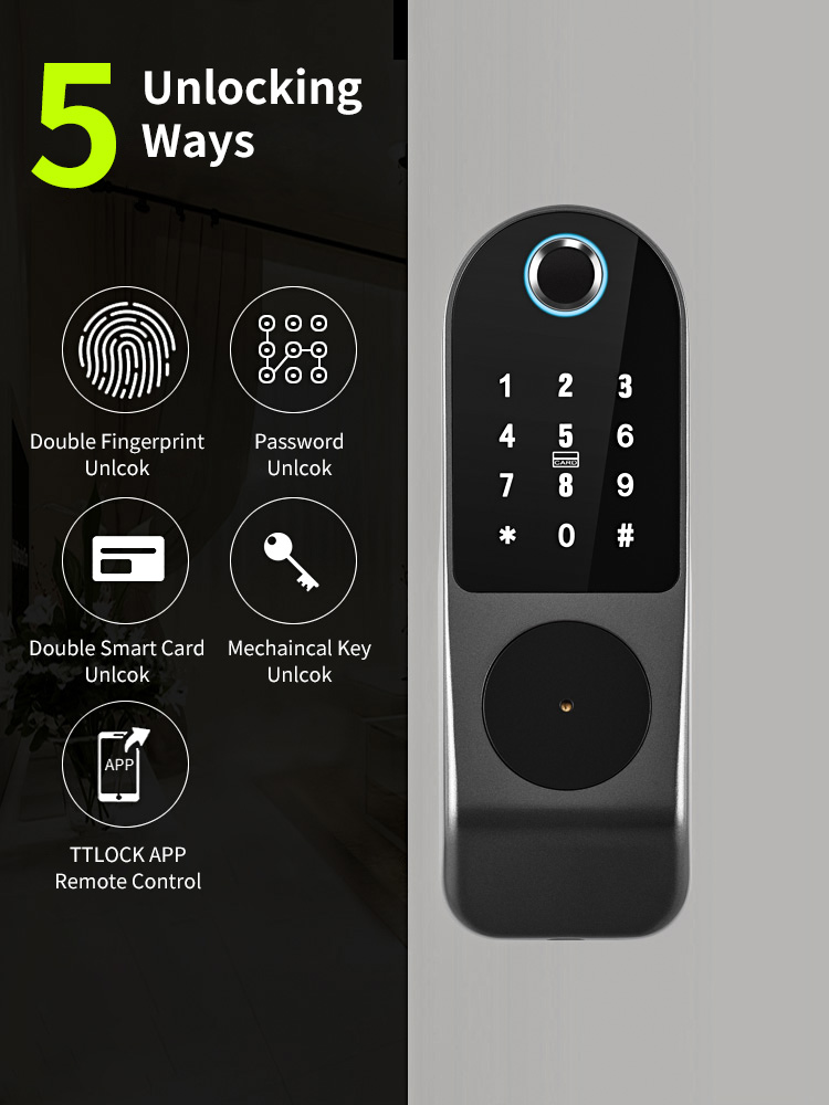 Waterproof Outdoor Gate Rim Double Sided Fingerprint Smart DOOR Lock with Ttlock app