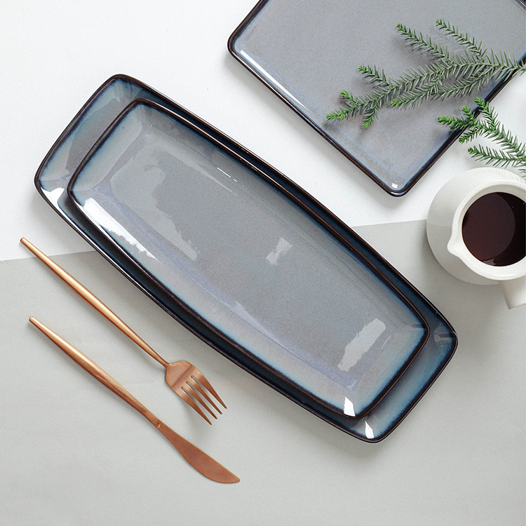 Wholesale high quality unique restaurant used rectangle porcelain appetizer sushi plate