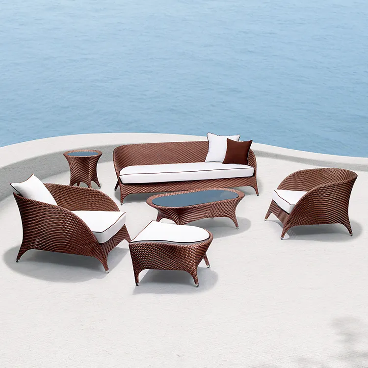 Contemporary Modern Project Custom Dubai 5 Star Hotel Resort Bistro Synthetic Rattan Outdoor Furniture