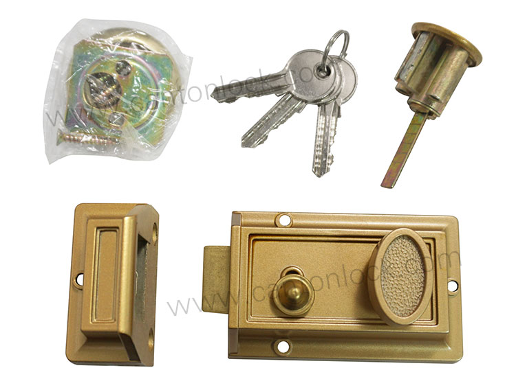 High quality Rim Night Latch Door Locks, Hyland 564 Hot Selling  Zinc alloy die casting 60mm backset rim door lock