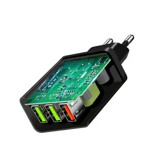 Mobile Phone Charger Wall Phone UK Usb Wall Charger 3pin Plug Fast Charging Qc 3.0 5V 2.4A 18w 30w 3 Multi Multiple Port Head For Iphone Samsung S9 Mobile Phone