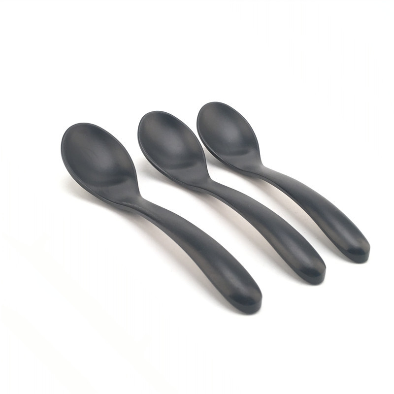 Luxury custom high quality 100% melamine frosted black soup spoon ramen noodle spoon plastic spoon