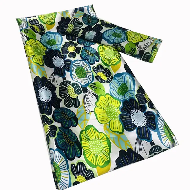 2020 African Satin print silk Real silk wax fabric 4+2 yards for summer dresses 2012