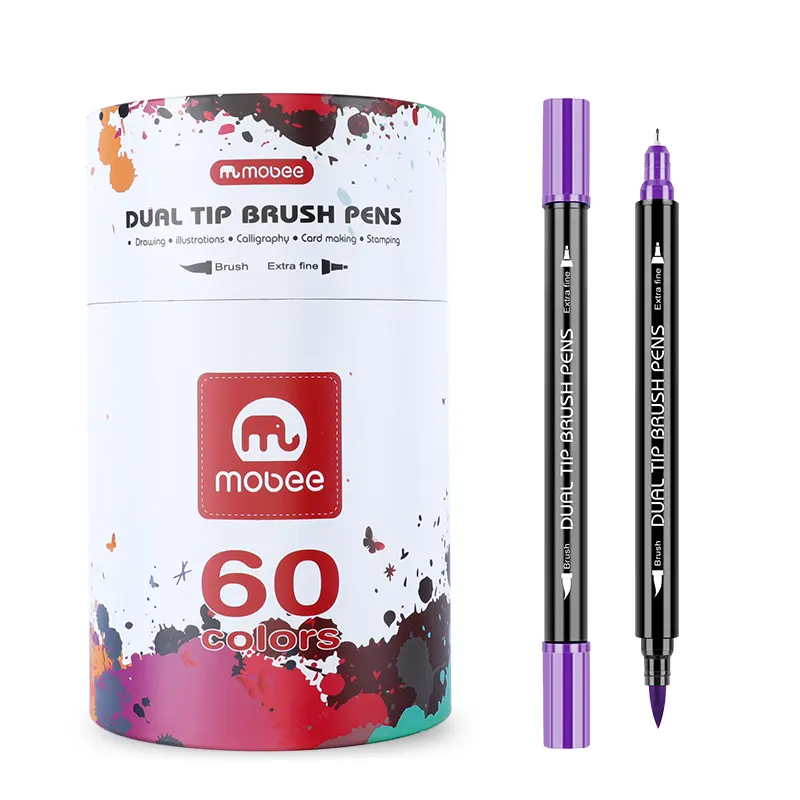 Изготовленный На Заказ постоянный акварель 60 цветов маркер на водной основе двойной наконечник кисть ручки для рисования
