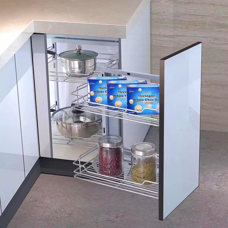 Hot Sale Cabinet Pull out Basket revolving saucer Magic Corner Kitchen storage