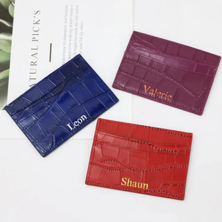 Top Quality Crocodile Embossed Leather Card Holder Unisex Credit Card Case with Monogrammed initials