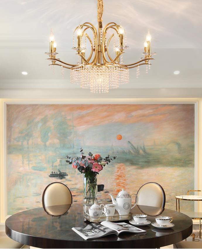 tree branch copper chandeliers pendant lamp gold color K9 crystal for living room decoration