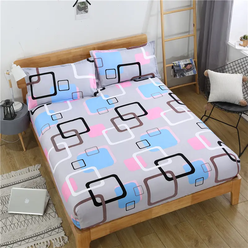 Amazon Hot Selling High Quality Microfiber Aloe Cotton 100% Polyester Fabric Bed Spread Floral Printed Fitted Bed Sheet Set