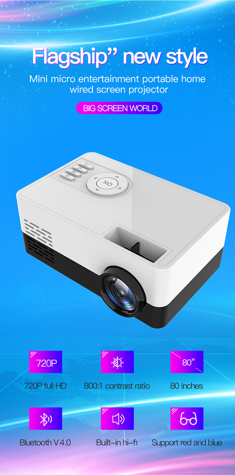 Portable Cubic Digital Multi Media Projector TV LCD Projector HD 1080p