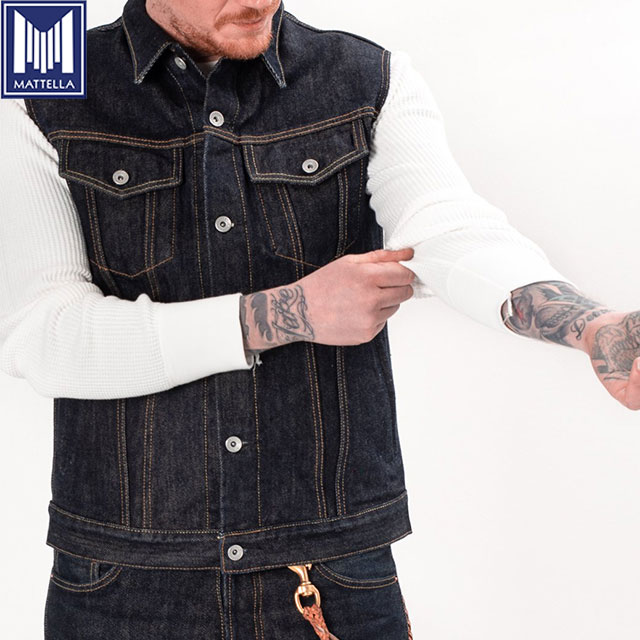 custom denim biker vest