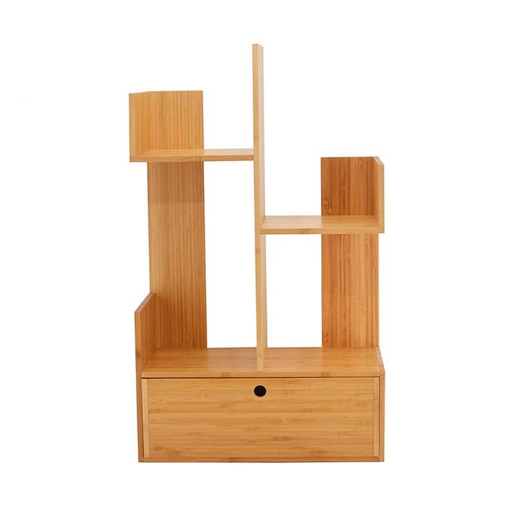 Natural Bamboo Office Desk Book File Pen Storage Organizer Desktop Office file holder Wood book shelf Display Rack bam bookshelf